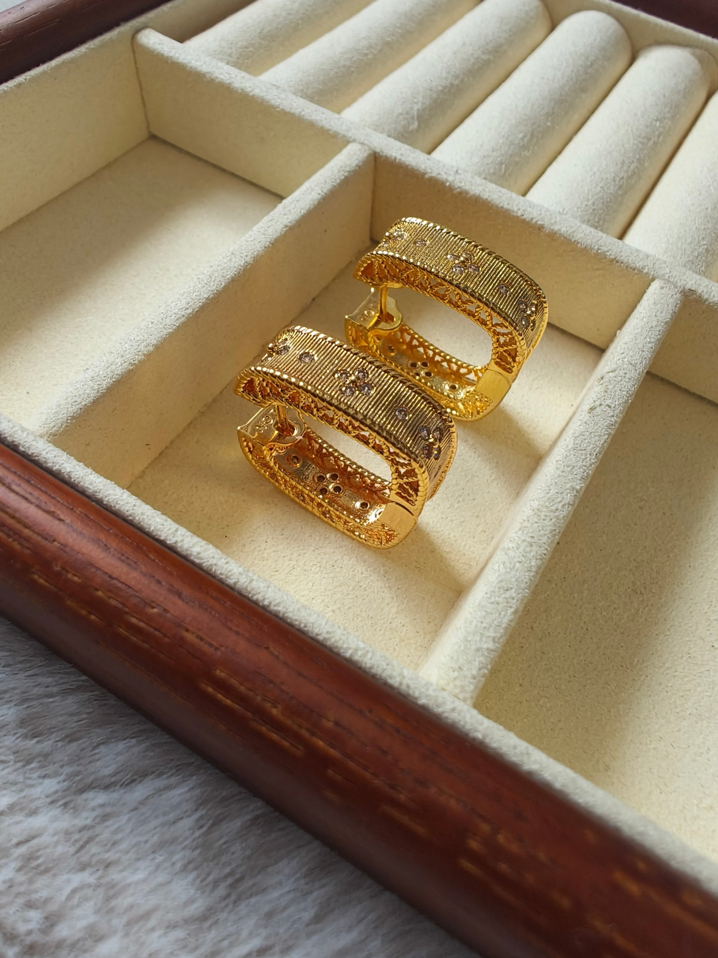 2883 Square Classic Italian Brass Plating 18k Gold Earring