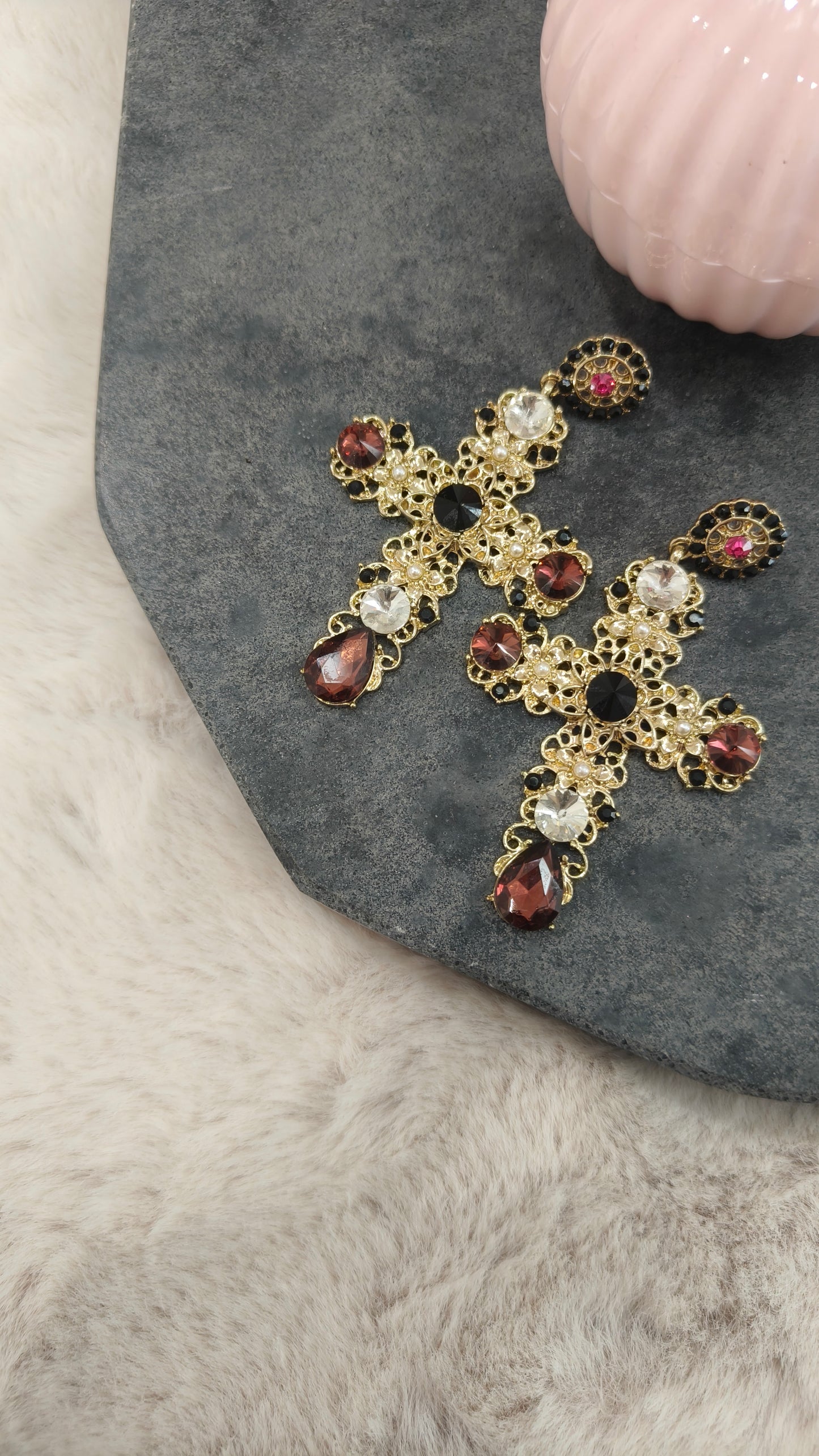 2841 French Baroque Cross Earrings