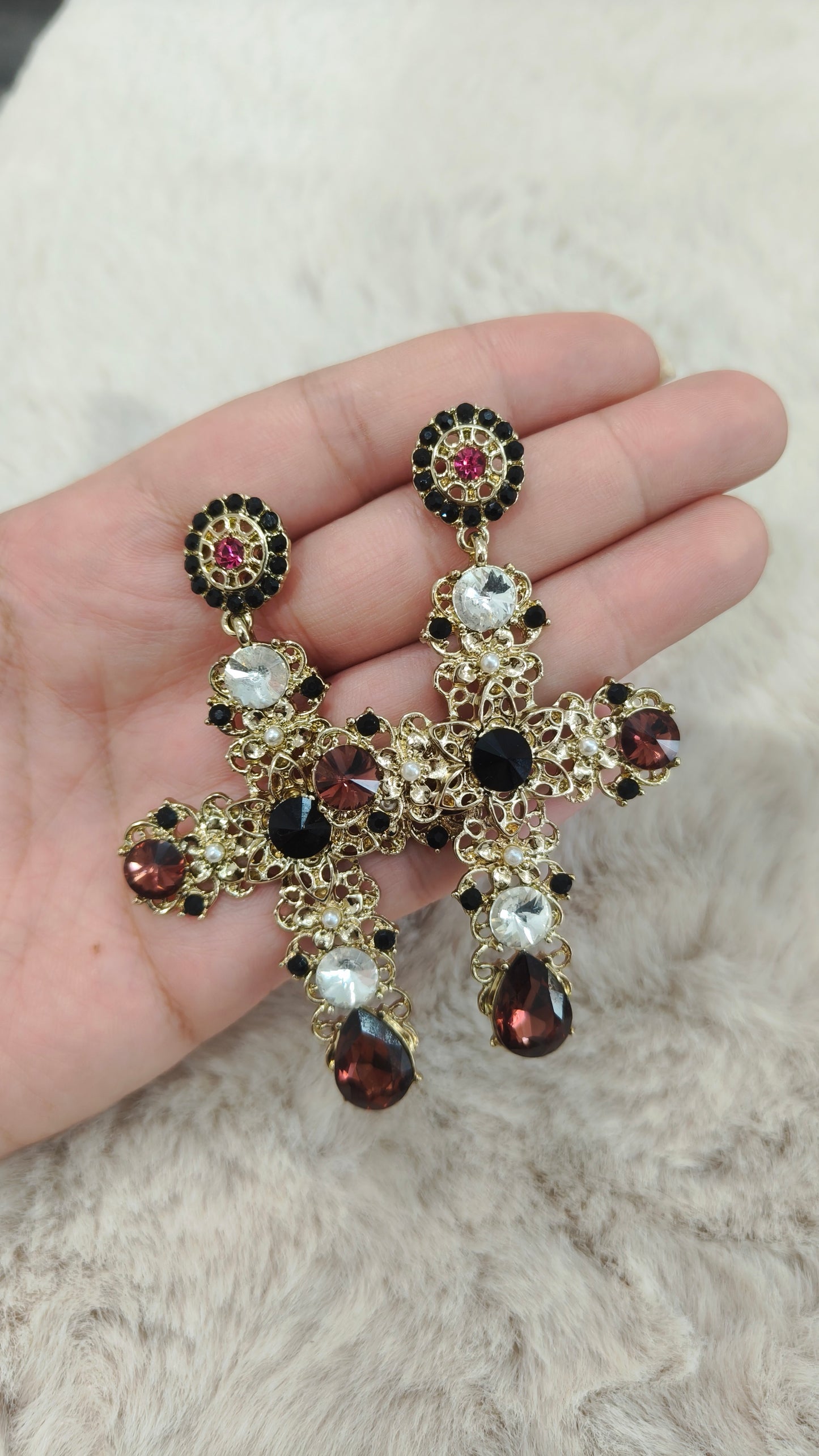 2841 French Baroque Cross Earrings