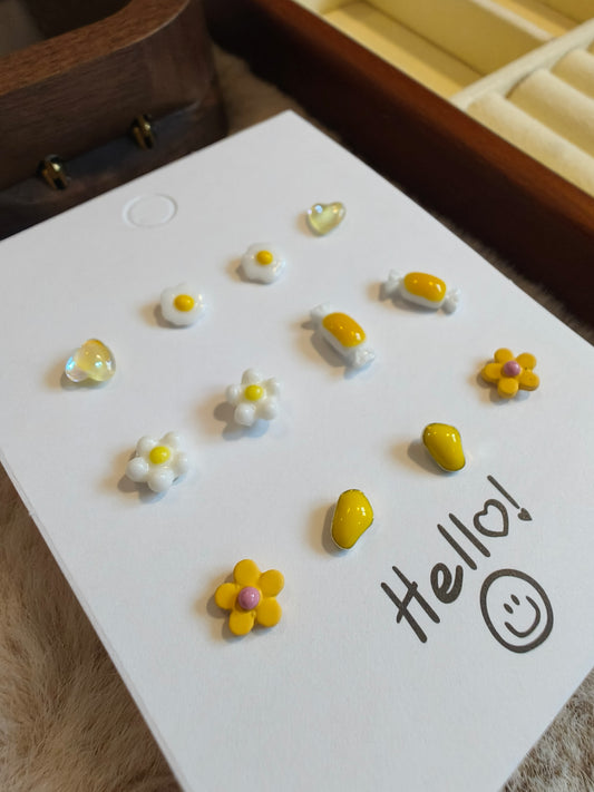 2907 6 sets Yellow Korean Mini Cute Ear Studs