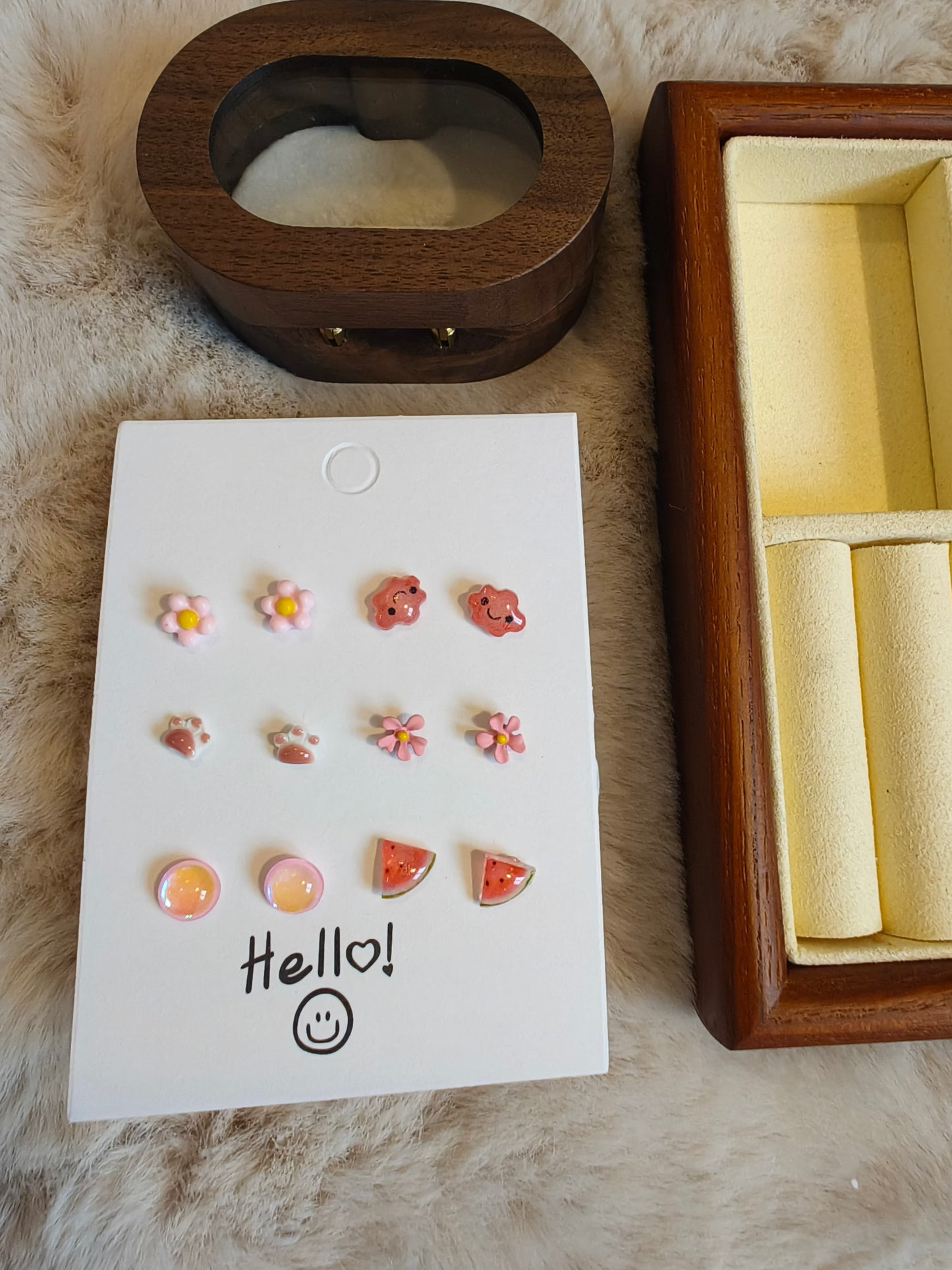 2905 6 sets Pink Mini Korean Cute Ear Studs