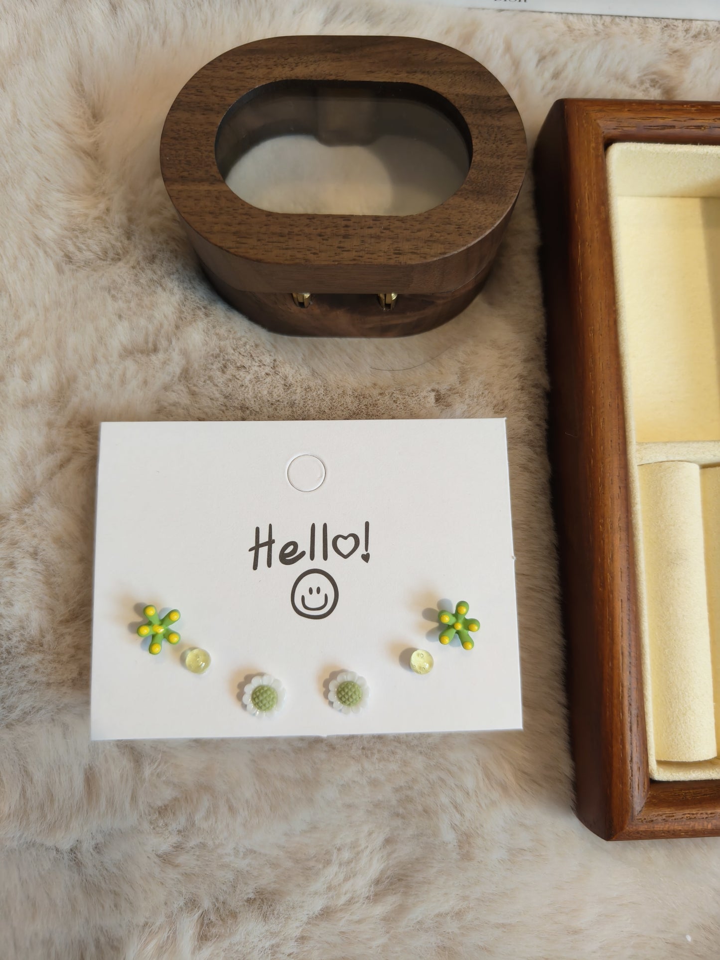 2909 3 sets Green Korean Mini Cute Ear Studs