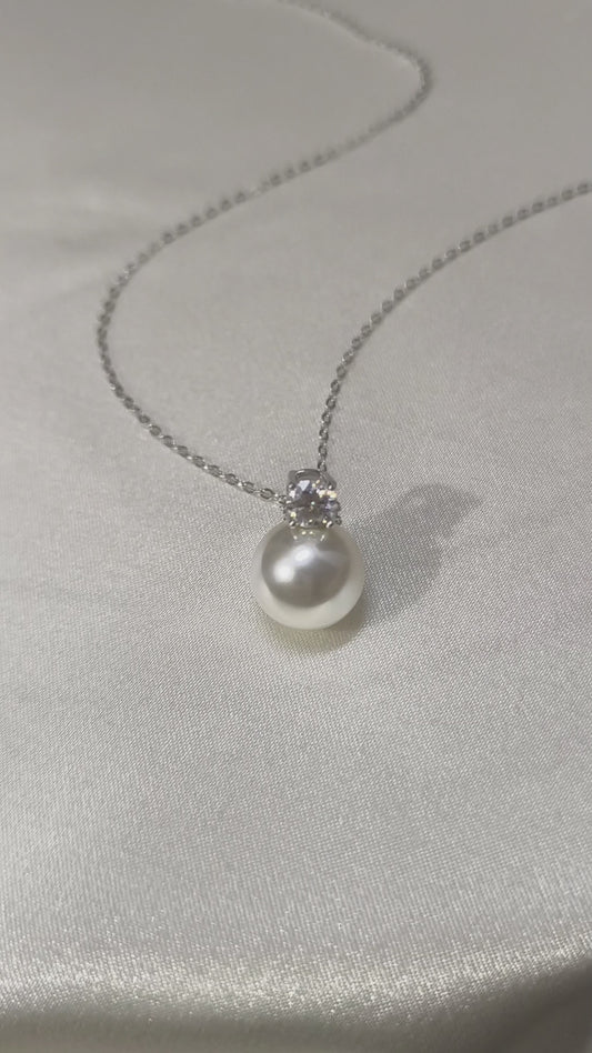 2869 12 mm Shell Pearl Moissanite Diamond Necklace